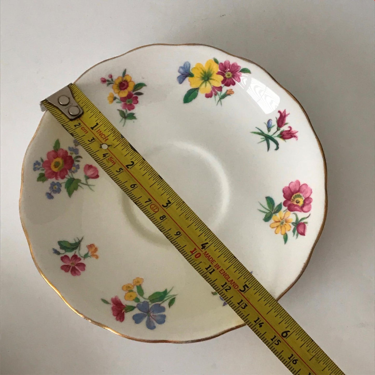 Spare Vintage Vale Bone China Saucer Floral pretty multicoloured flowers