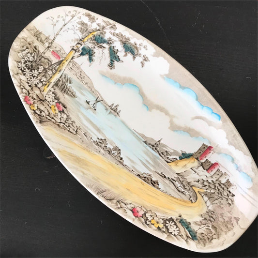 Pretty Vintage Decorative Oval Plate / Platter -  Royal Anchor - Alton shape - 'Lakeside' pattern