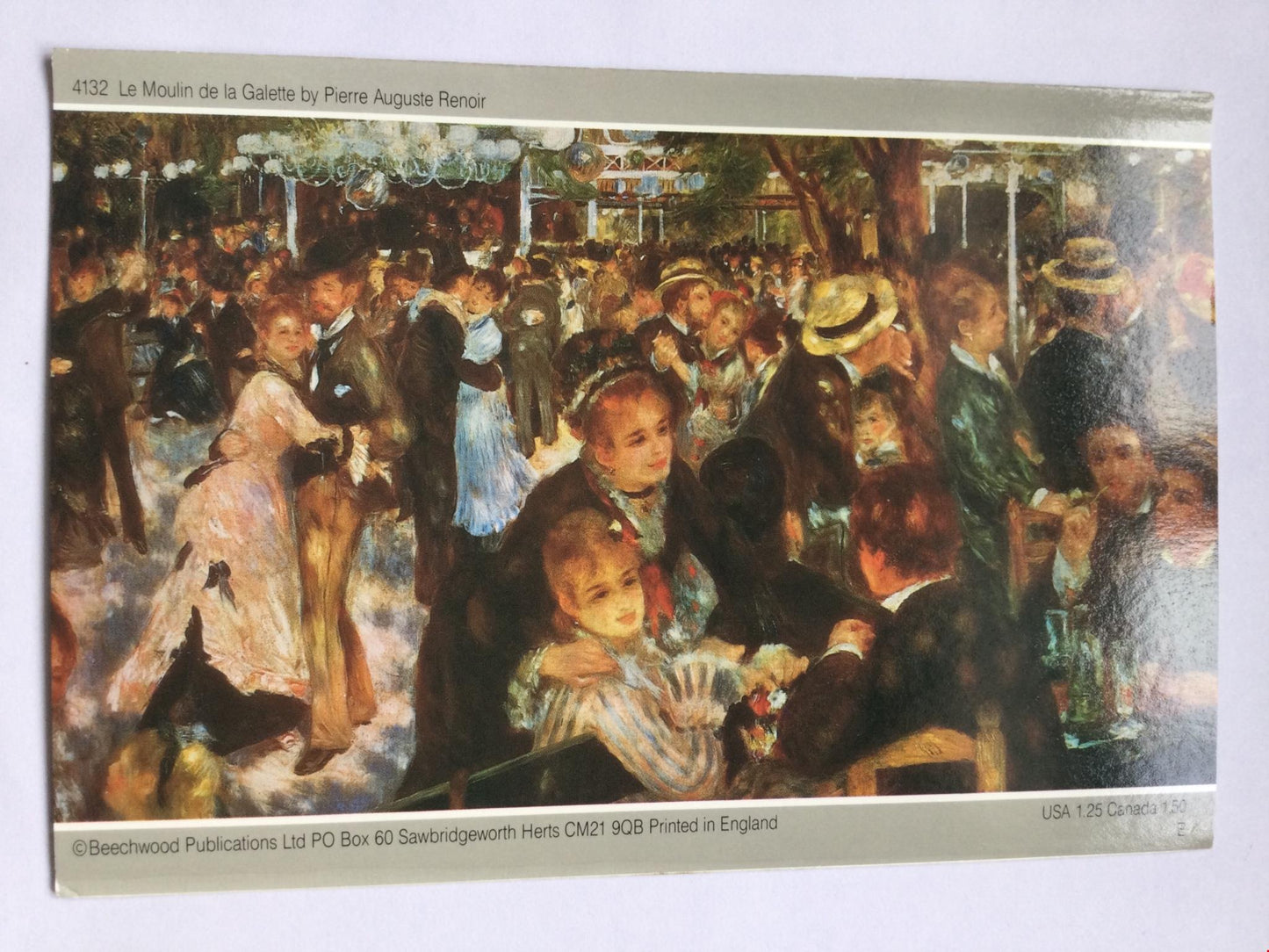 RENOIR LE MOULIN DE LA GALLETTE Impressionist cafe scene Blank Card, No Envelope