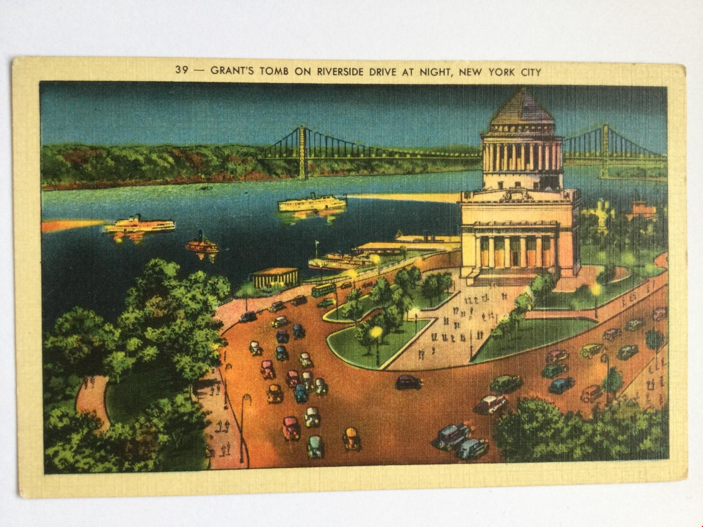 Vintage postcard GRANTS TOMB RIVERSIDE DRIVE NEW YORK CITY 1930s Rich colours