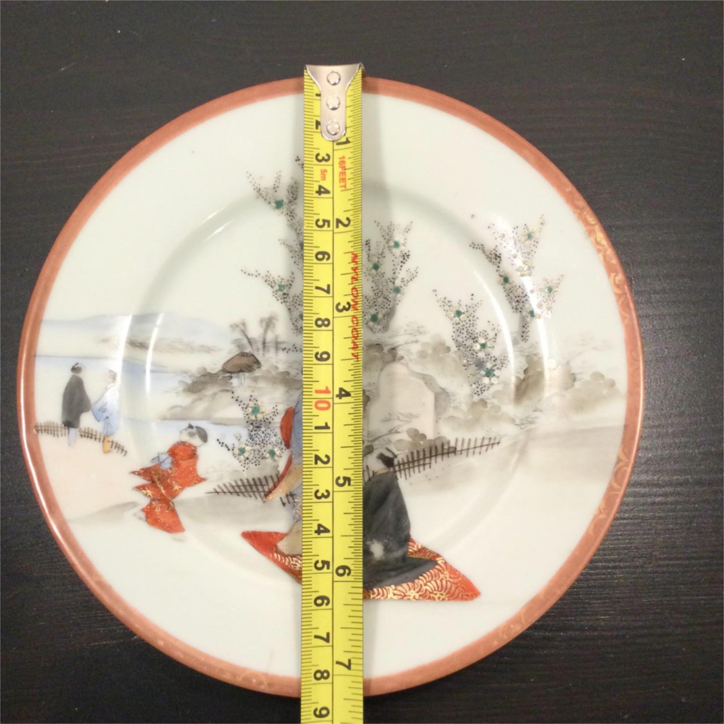 Vintage Chinese Plate Hand Painted Scene 18.5 cm  figures blossom bone china