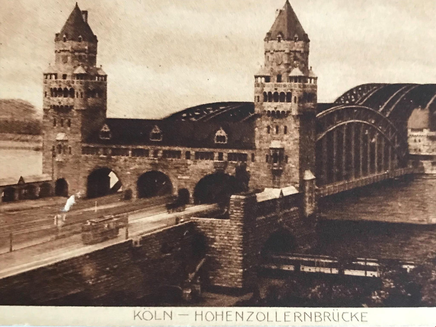 Vintage Antique German Postcard Koln Cologne HOHENZOLLERNBRUCKE Rhine rail road