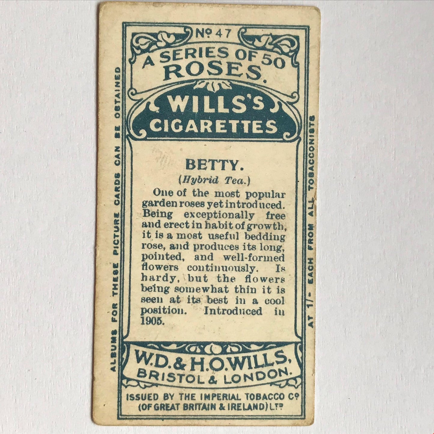 ROSES Wills Cigarette Cards 1912 Antique Rose Pictures - sold individually