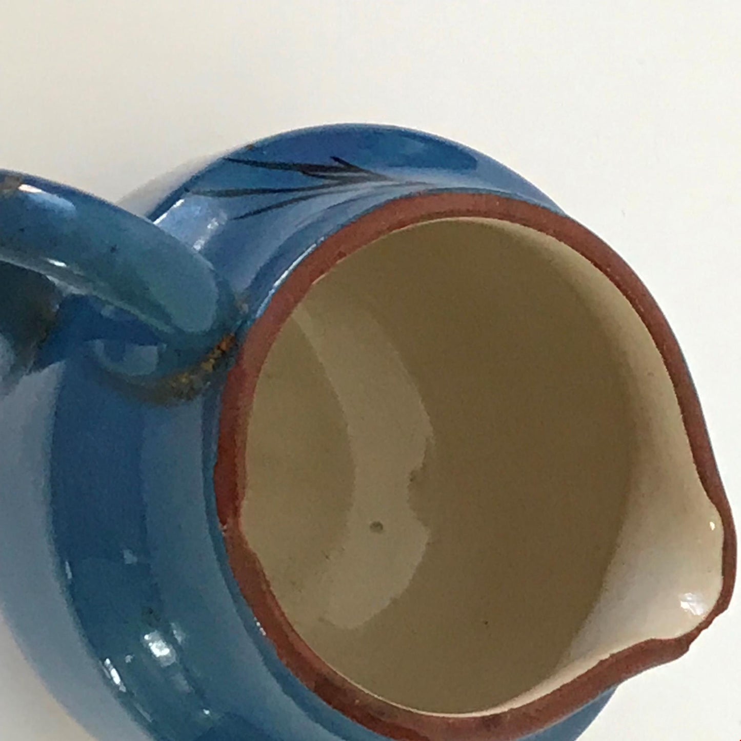 Small Vintage Creamer Milk Jug Kingfisher design blue stamped Longpark Torquay