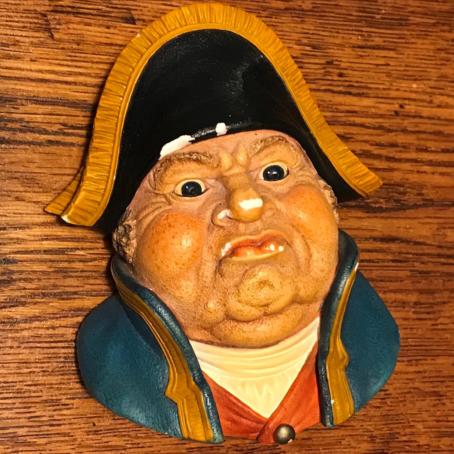 Vintage Chalk Head Plaque BOSSONS MR BUMBLE 1969 Dickens character retro kitsch