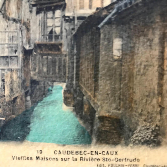 Vintage postcard - FRANCE -  Caudebec en Caux - Old houses on the Ste. Gertrude River -  Embossed - Posted