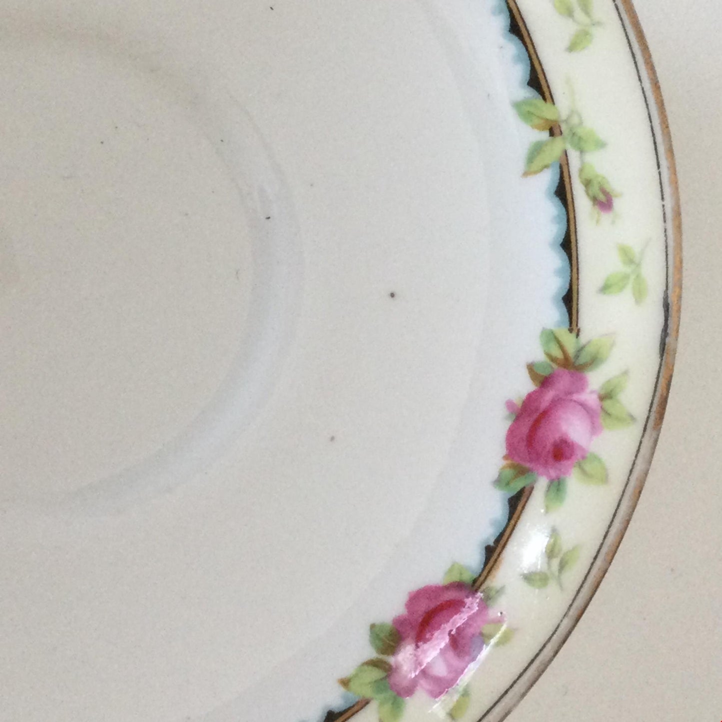 Vintage Spare saucer Aynsley pink rose design yellow band A 3852 6 floral pretty