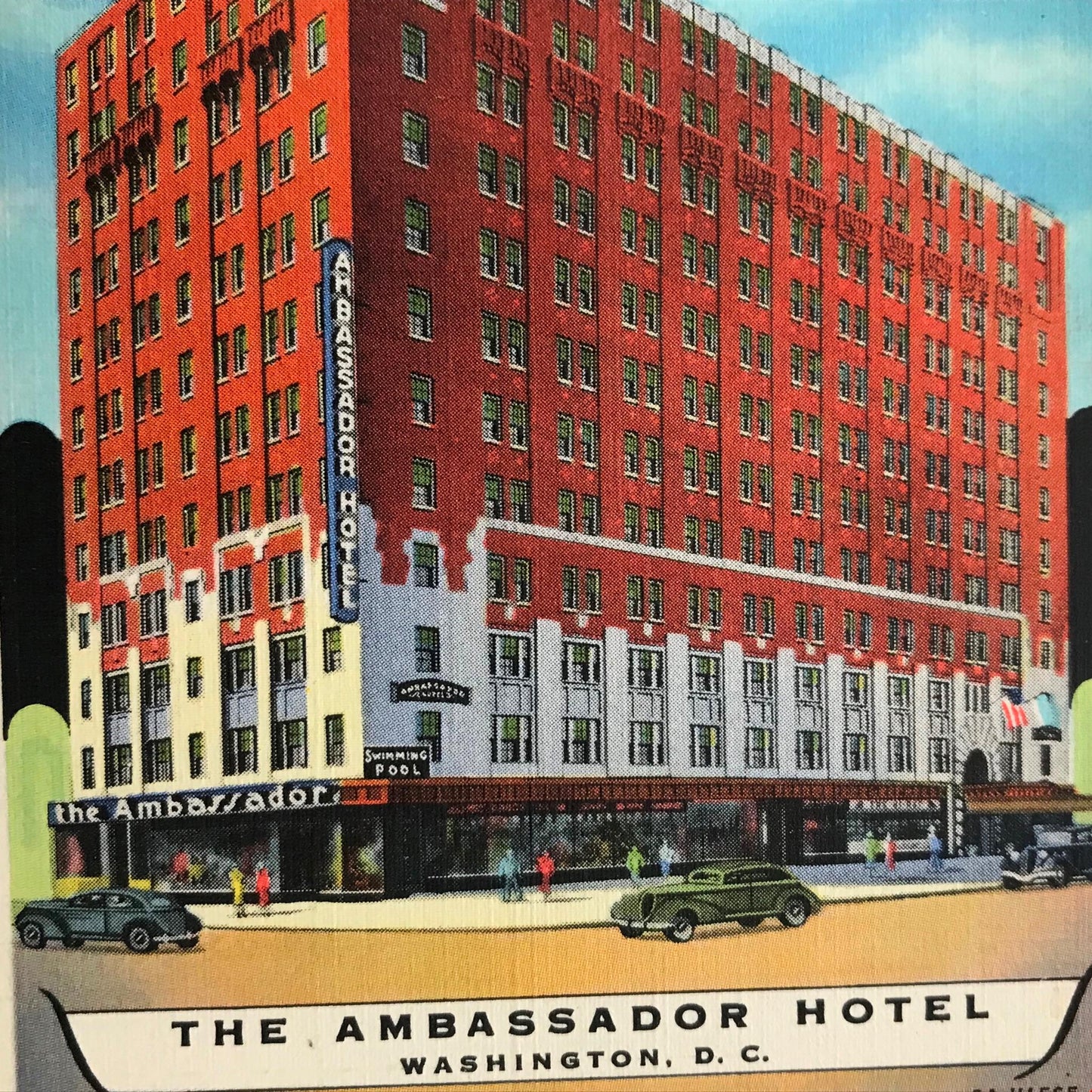 Vintage postcard AMBASSADOR HOTEL WASHINGTON DC 1930s