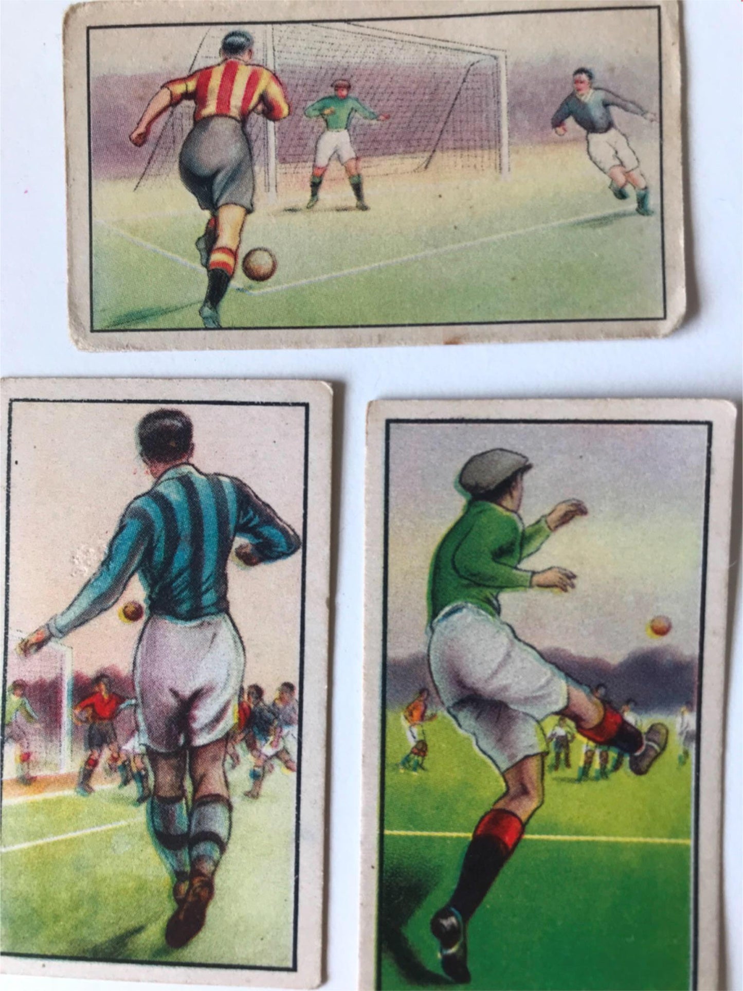 3 vintage 1930s BAT Japanese football cigarette cards. From 1934 nos. 5 7 and 42