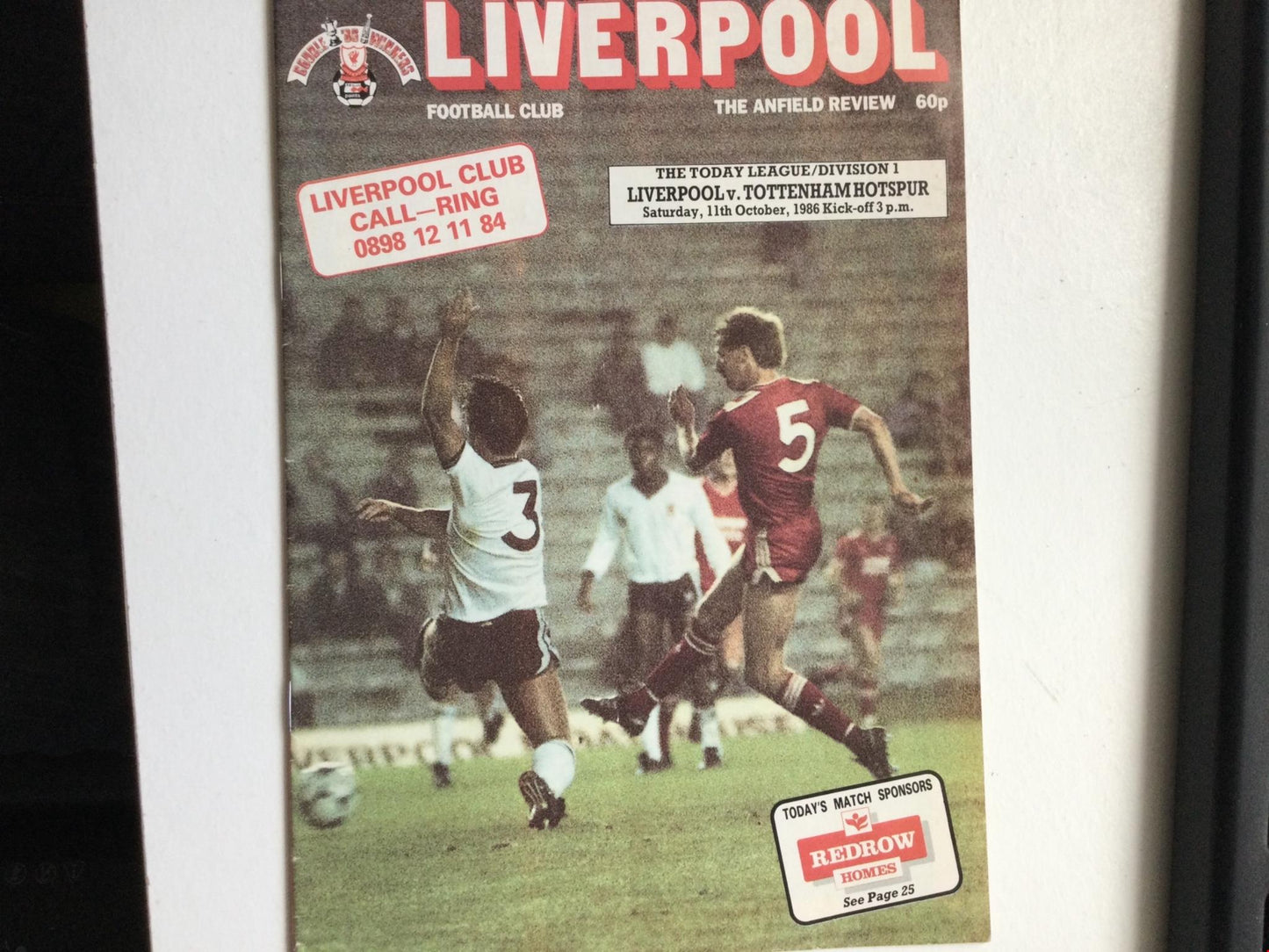 Vintage LIVERPOOL football programme OCT 1986 V Tottenham Hotspur Spurs Dalglish