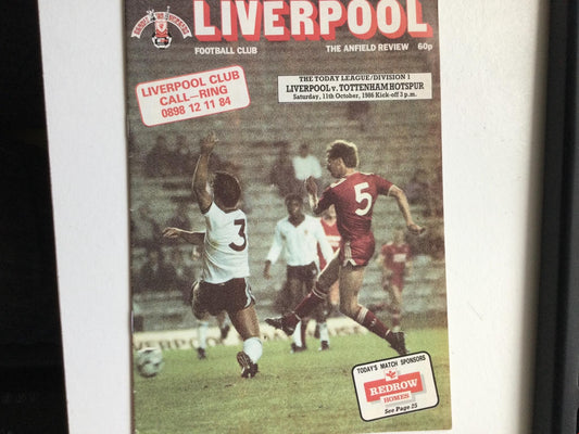 Vintage LIVERPOOL football programme OCT 1986 V Tottenham Hotspur Spurs Dalglish