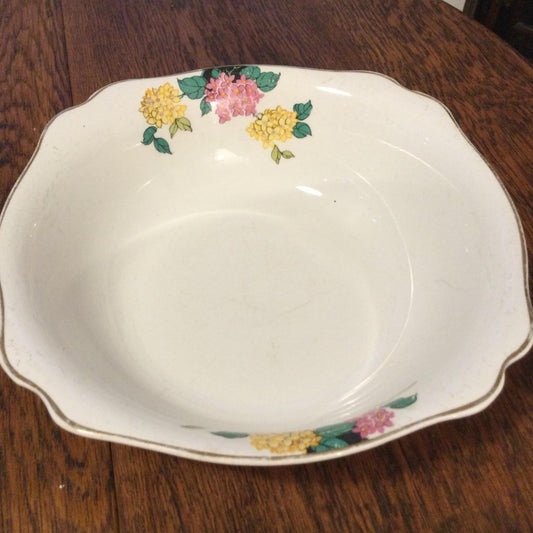 Large China bowl vintage floral JHW & sons falcon ware pretty white yellow pink