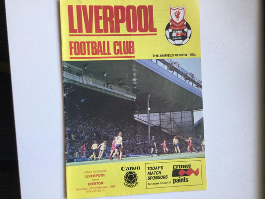 Vintage LIVERPOOL football programme FEB 1986 V EVERTON  Dalglish