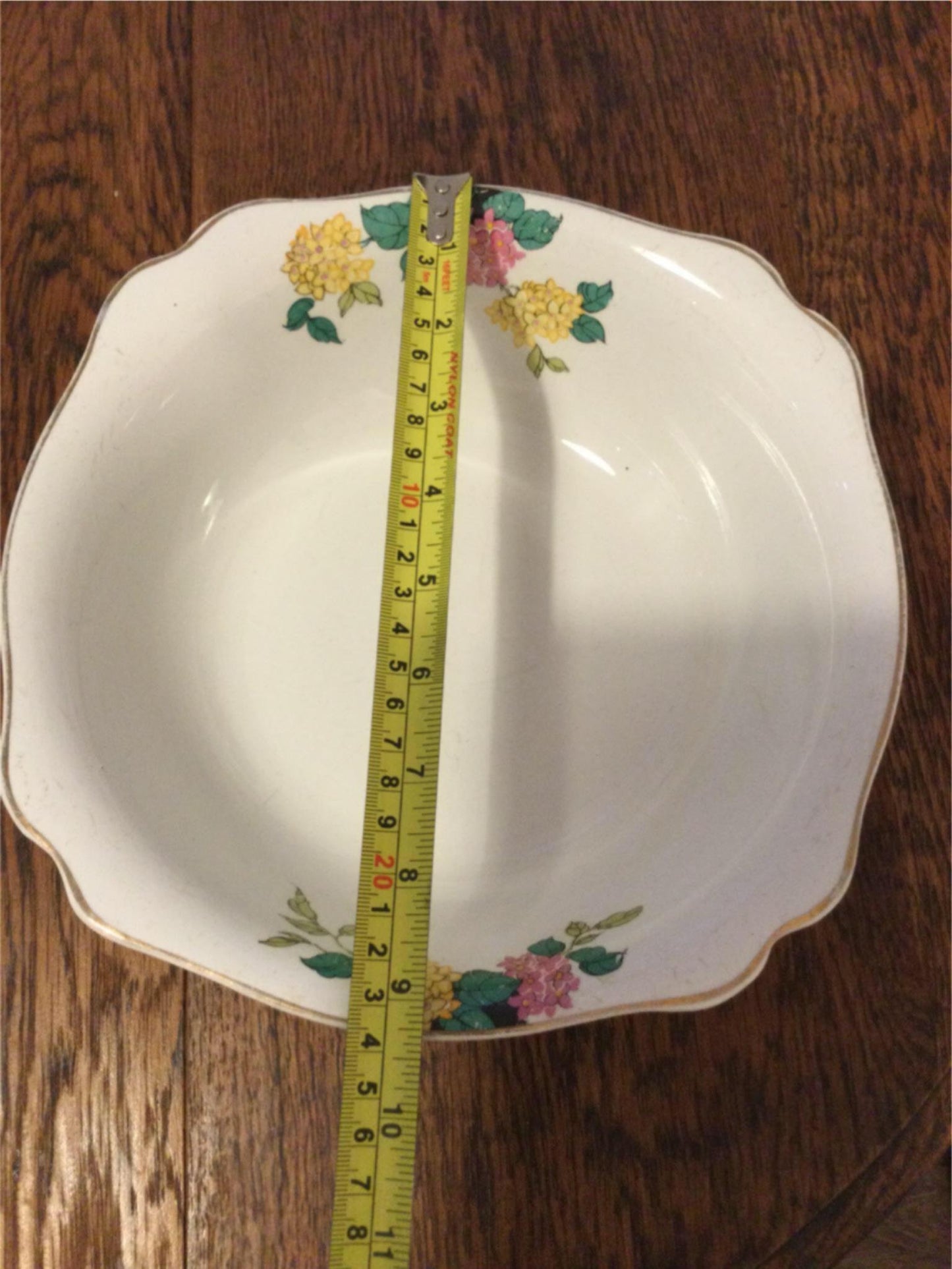 Large China bowl vintage floral JHW & sons falcon ware pretty white yellow pink