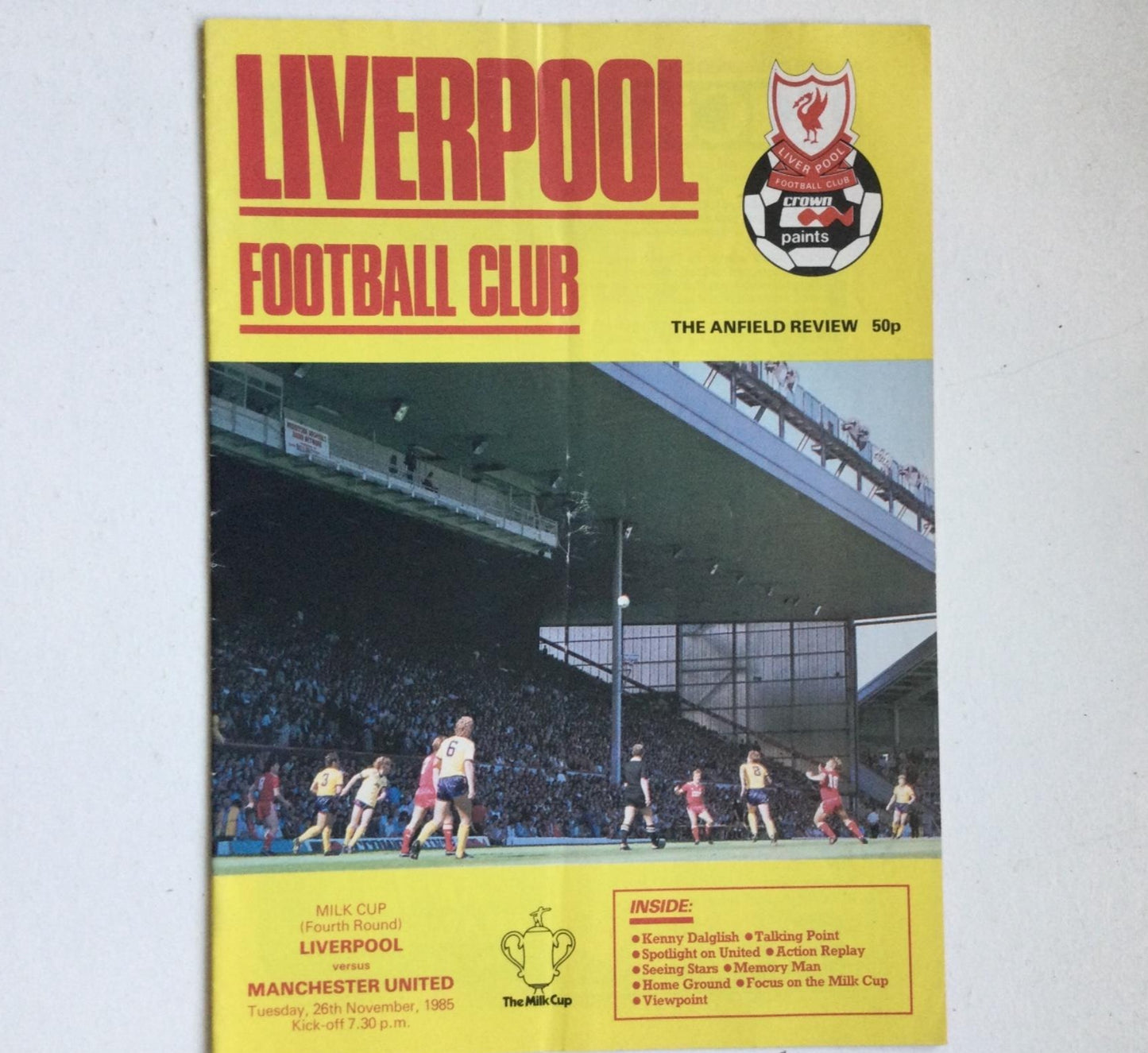 Vintage LIVERPOOL football programme Nov 1985 V MANCHESTER UNITED Grobbelaar