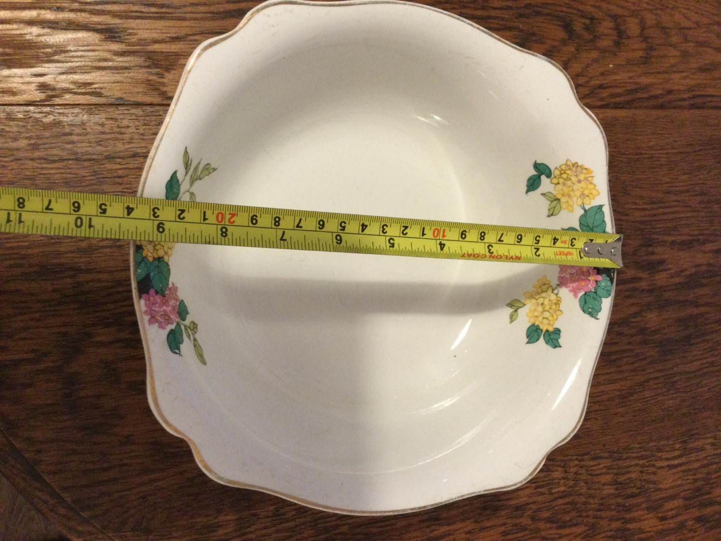 Large China bowl vintage floral JHW & sons falcon ware pretty white yellow pink