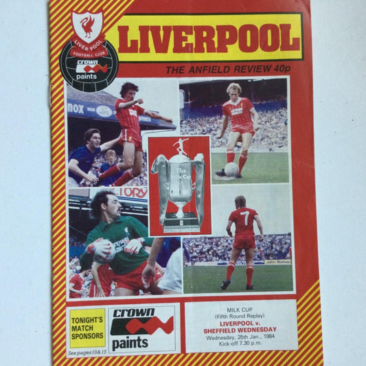 Vintage LIVERPOOL football programme JAN 1984 V SHEFFIELD Grobbelaar Neal Nicol