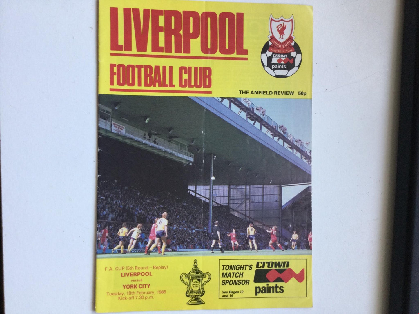 Vintage LIVERPOOL football programme FEB 1986 V YORK CITY Dalglish