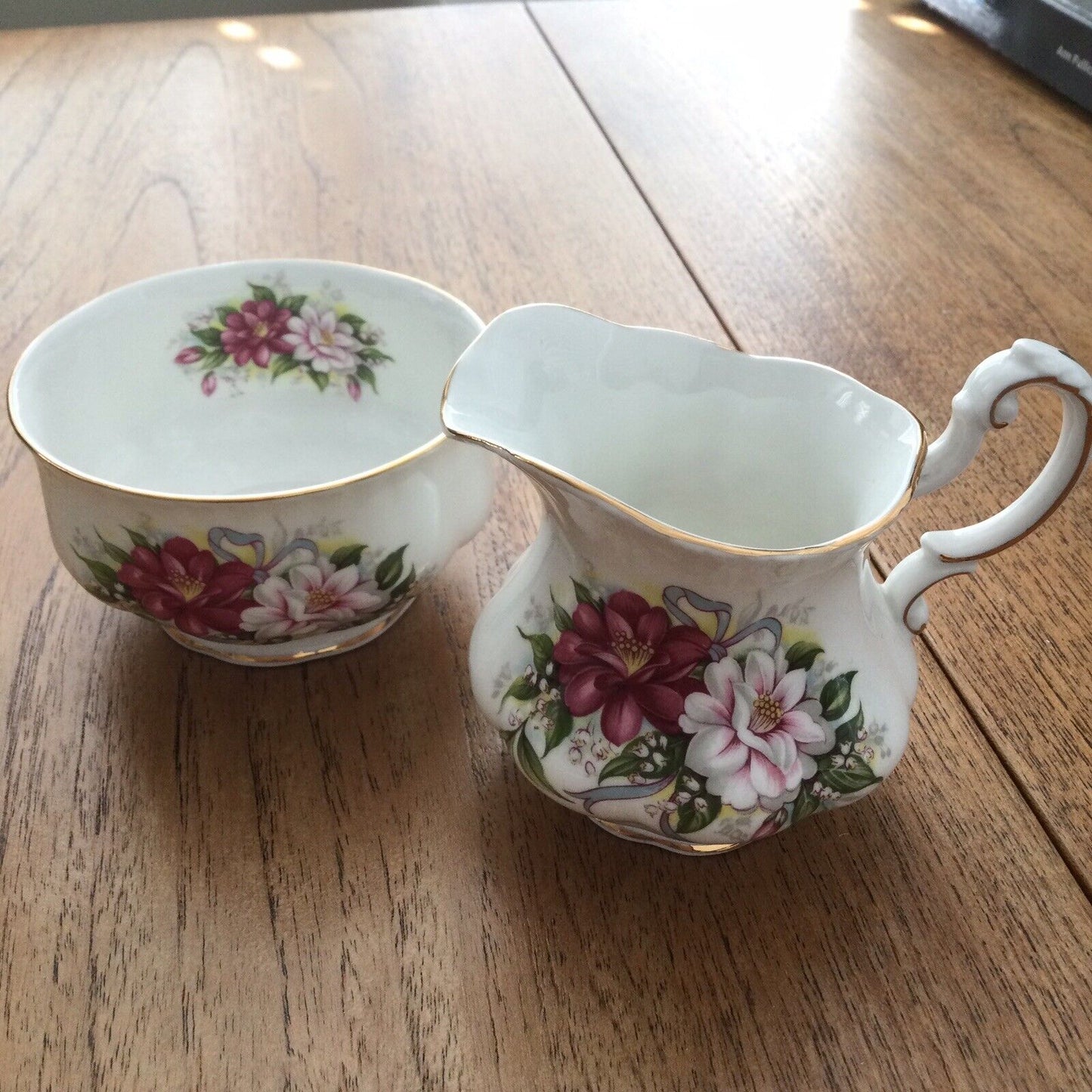 Vintage Paragon Wedding Bouquets Camellia Creamer & Sugar Bowl Pretty Floral