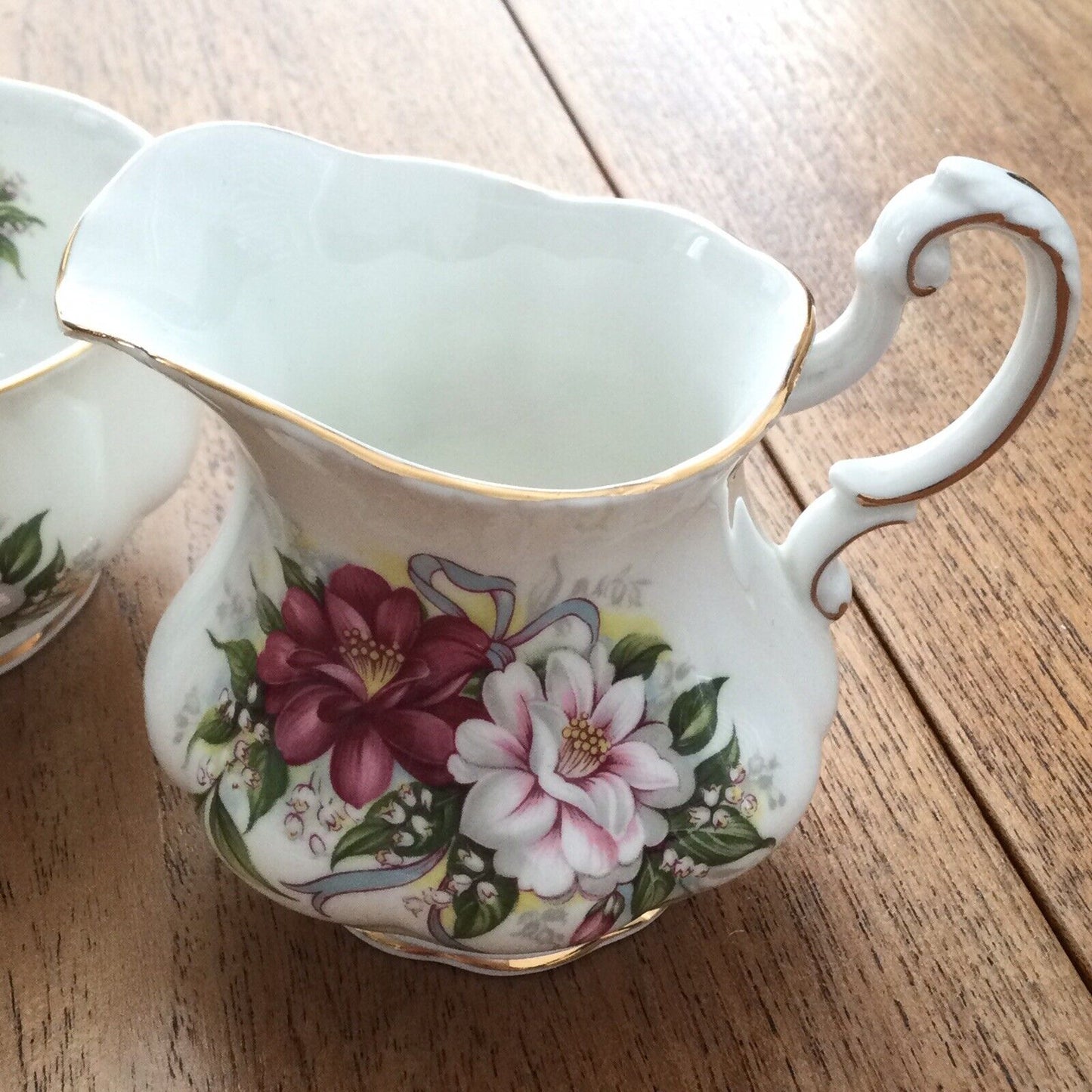 Vintage Paragon Wedding Bouquets Camellia Creamer & Sugar Bowl Pretty Floral