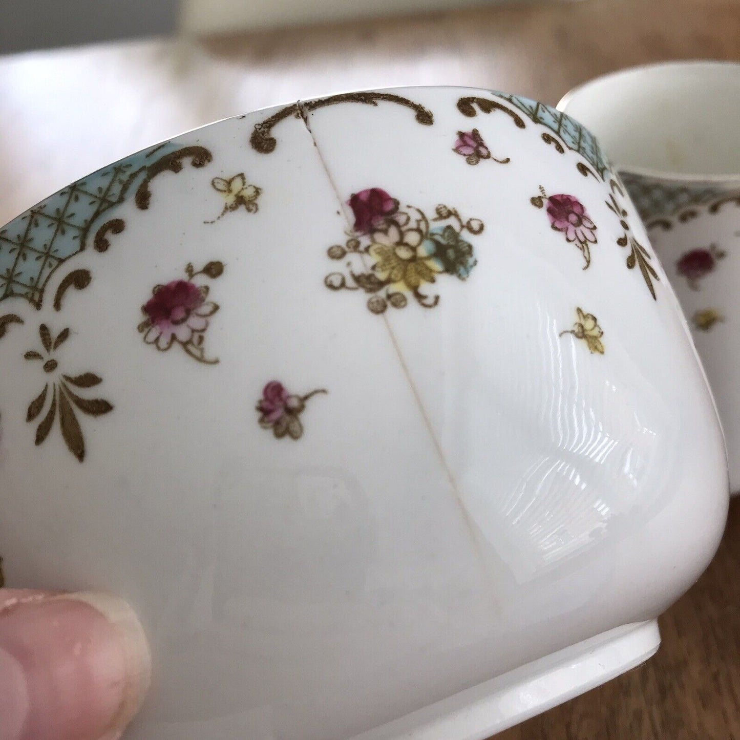 Pretty Vintage Floral Milk Jug / Creamer & Sugar Bowl Atlas China Pink Blue Gold