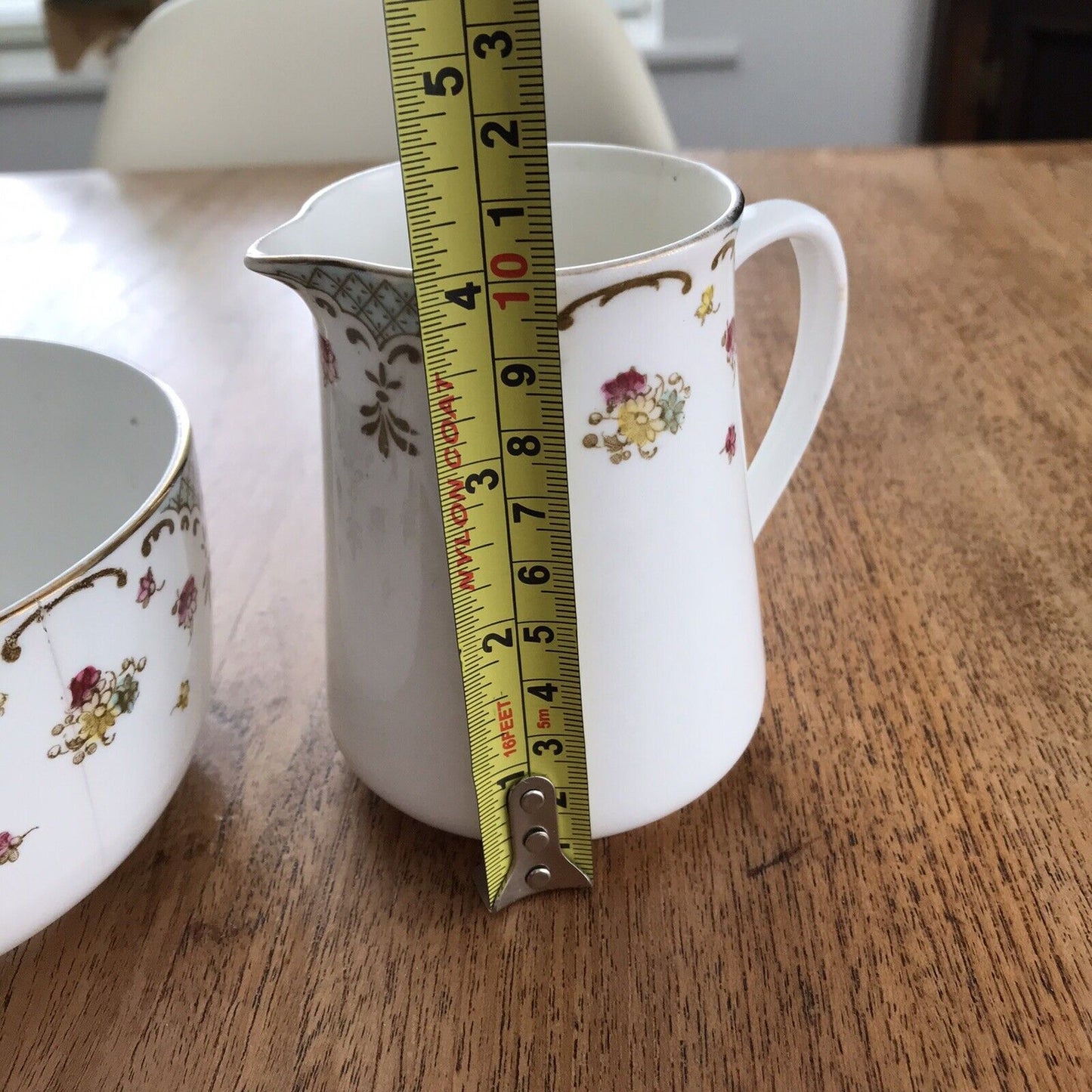 Pretty Vintage Floral Milk Jug / Creamer & Sugar Bowl Atlas China Pink Blue Gold